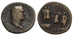 Galba. 68-69 AD. Sestertius, 25.39g. (h). Rome. Obv: SER SVLPI GALBA IMP CAE - SAR AVG P M TR P Bust laureate right with aegis (Medusa head and snakes) on front shoulder. Rx: ADLOCVTIO in exergue, S -