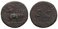 Lot of three Flavian sestertii. (h). . (1) Divus Vespasian, struck by Titus, 80-81 AD. 22.95g, 7h. Obv: DIV[O] / AVG / VESP in field, S P Q R in exergue, seated statue of Divus Vespasian, holding scep