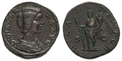 Didia Clara, Daughter of Didius Julianus. . Sestertius, 21.31g. (h). Rome. Obv: DIDIA CLA - RA AVG Bust draped right. Rx: HILA - R TEMPOR S - C Hilaritas standing left holding long palm and coruncopia