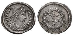 Julian II. 360-363 AD. Reduced Siliqua, possibly irregular, 1.97g. (h). Lugdunum, c. 361 AD. Obv: D N IVLIA - NVS AVG Pearl-diademed, draped, cuirassed bust right, seen from front, unbearded. Rx: VOT 