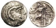 SOUTHEASTERN ARABIA. Abi'el (ca. 250 BC). Silver tetradrachm (15.78 gm). Head of young Heracles right in lion skin headdress, of local style / Aramaic inscription Abi'el, Zeus of local style enthroned