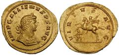 Gallienus (AD 253-268). Gold medallion (24.65 gm). Siscia, ca. AD 264. IMP GALLIENVS P F AVG, laureate, cuirassed bust right, seen from front, floral decoration on right shoulderpiece / VIRTVS AVG, Ga