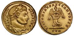 Constantine I, the Great (AD 307-337). Ceremonial gold aureus (5.42 gm). Trier, AD 315. CONSTANTI-NVS P F AVG, laureate, draped, cuirassed bust right, seen from front / VICTORIBVS AVGG NN VOTIS, Victo