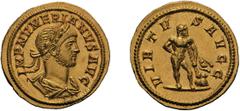 Numerian. 283-284 AD. Aureus, 5.40g (5h). Rome. Obv: IMP NVMERIANVS AVG Bust laureate, draped, cuirassed right. Rx: VIRTV - S AVGG Hercules 'Farnese' standing right, holding right hand behind back, le
