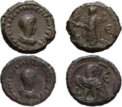 Lot of three billon tetradrachms of Saloninus as Caesar. (1) Year 5 = 257/8 AD, 11.54g. Bare-headed, draped, cuirassed bust right / Turreted Alexandria standing left, holding bust of Sarapis and scept