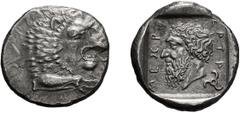 Greek Lycia. Mithrapata. c. 380-375 BC. Stater, 9.88g (11h). Obv: Forepart of roaring lion right. Rx: Persian legend MITHRAPATA, Bearded head of the dynast left within incuse square. N. Olçay and O. M