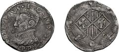 World Coins ITALY. Sicily, Silver Mezzo Scudo di 5 Tari. Filippo II di Spagna, 1554-1598. Mezzo Scudo di 5 Tari, 13.00g Messenia, 1554-1598. Sicily. Philip II of Spain. 1554-1598. Mezzo Scudo di 5 Tar