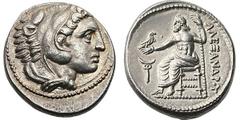 MACEDONIAN KINGDOM. Alexander III, the Great. (336-323 BC). Silver didrachm (8.58 gm). Amphipolis, 336-ca. 323 BC. Head of young Heracles right in lion skin headdress / ΑΛΕΞΑΝΔΡΟΥ, Zeus enthroned left