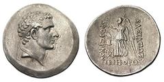 CAPPADOCIAN KINGDOM. Orophernes. (159-157 BC). Silver tetradrachm (16.80 gm). Diademed head of Orophernes right / BAΣIΛEΩΣ OΡOΦEΡNOΥ NIKHΦOΡΟΥ, Nike standing left, crowning royal name with wreath held