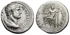 Hadrian. (117-138 AD). Silver cistophoric tetradrachm (10.50 gm). Ionia, Ephesus. [HADRIA]NVS AVG COS III P P, bust draped right, head bare / IOVIS OLVMPIVS, Jupiter seated left, holding statuette of 