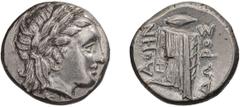 Ancient Greek Bithynia, Cius. Hemidrachm. c. 350-300 BC. Hemidrachm, 2.51g (3h). Obv: Laureate head of Apollo right, K[IA] below. Rx: Prow left, ΑΘΗΝ[O] above, ΔΩPOΣ below, grain ear to right. RG 3, p