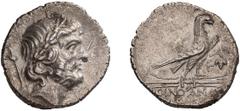 Ancient Greek Lycia, Oenoanda. Didrachm. 2nd cent. BC. Didrachm, 8.12g (12h). Obv: Laureate head of Zeus right, [B] and lotus scepter behind. Rx: OINOANΔ[E] / WN Eagle standing right on thunderbolt, Γ