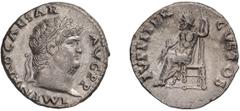Roman Empire Nero. Denarius. 54-68 AD. Denarius, 3.41g (6h). Rome, c. 67-8 AD. Obv: IMP NERO CAESAR - AVG P P Head laureate right. Rx: IVPPITER - CVSTOS Jupiter seated left holding thunderbolt and sce