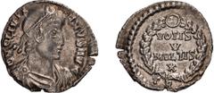 Roman Empire Julian II. Siliqua. 360-363 AD. Siliqua, 1.73g (11h). Trier. Obv: D N CL IVLI - ANVS AVG Pearl-diademed, draped, cuirassed bust right, seen from front. Rx: VOTIS / V / MVLTIS / X in wreat
