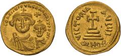 Byzantine Heraclius. Solidus. 610-641 AD. Solidus, 4.53g (7h). Constantinople, c. 616-25 AD. Obv: dd NN hERACLIuS ET hERA CONST PP AVG Facing busts of Heraclius (on left) and Heraclius Constantine (on