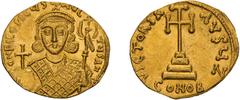 Byzantine Philippicus. Solidus. 711-713 AD. Solidus, 4.26g (7h). Constantinople. Obv: D (retrograde) N FILEPICuS - MuL - TuS AN Bust facing wearing loros and crown with cross atop. He holds a globus c
