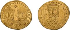 Byzantine Constantine V. Solidus. 741-775 AD. Solidus, 4.43g (7h). Constantinople, c. 751-757 AD. Obv: Facing busts of Constantine V (on left) and his son Leo IV (on right). Rx: Facing bust of Leo III