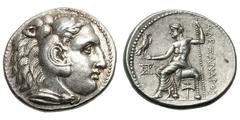 MACEDONIAN KINGDOM. Alexander III The Great. (336-323 BC). Silver tetradrachm (17.11 gm 17.11g). Miletus, c. 300-295 BC. Head of young Heracles right in lion skin headdress / AΛEΞANΔΡOΥ, Zeus seated l