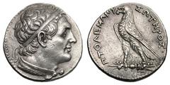 PTOLEMAIC KINGDOM. Ptolemy IV Philopator. (222-205 BC). Silver tetradrachm (14.14 gm). , "Era" coinage, uncertain mint, ca. 215 BC. Diademed head of deified Ptolemy Soter right, with aegis at neck / Π