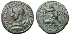 Gordian III. (238-244 AD). Bronze medallion, 37 mm (35.52 gm). Thrace, Anchialus. Obv: AVT K M ANT - AVΓ (ligate) - ΓOPΔIANOC, laureate, draped and cuirassed bust left, holding spear and shield, eagle