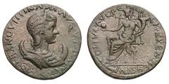 Tranquillina, wife of Gordian III. (). Bronze 32 mm (16.63 gm). Pisidia, Cremna. SAB TRANQVILLNAM AVGVSTAM, draped bust right wearing stephane, crescent behind shoulders / COL IVL AVG FELICIS CREMNENS