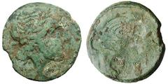 Anonymous struck semis, obverse brockage. Bronze semis (13.60 gm). Rome, 211 BC and on. Head of Saturn right / Same, in incuse and reversed. Crawford 56/3. Sydenham 143a. BMCRR 229. Brockages of the e