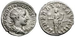 Gordian III, Lot of 2 Rome-mint antoniniani with legend errors. (238-244 AD). 2 silver antoniniani (4.48 and 4.98 gm). Rome, 239-240 AD. Both coins have obverse legend IMP GORDIANVS PIVS FEL AVG and b