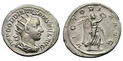 Gordian III, Lot of 3 antoniniani, Antioch mint, second series. (238-244 AD). . Comprising (a) Silver antoninianus, 3.70 gm, Antioch, 242 AD, IMP GORDIANVS PIVS FEL AVG, bust radiate, draped, cuirasse