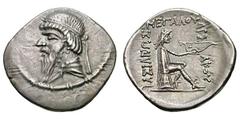Arsacid Parthia. Mithradates I. (ca. 171-138 BC). Silver drachm (3.78 gm). . Hecatompylus. Diademed and draped bust of Mithradates I left, bearded / ΒΑΣΙΛΕΩΣ ΜΕΓΑΛΟΥ ΑΡΣ—AKOY, Parthian archer seated r