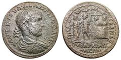Philip I, Apameia by Mount Ararat, Noah's Ark. (244-249 AD). Bronze, 35 mm (20.46 gm). Phrygia, Apameia. AVT K IOVΛ ΦIΛIΠΠOC AVΓ, bust laureate, draped, cuirassed right / EΠ M AVP AΛEZANΔP around, OV 