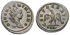 Divus Nigrinian, Probably a son of Carinus. (). Billon antoninianus (3.59 gm). Rome, ca. January 285 AD. DIVO NIGRINIANO, head radiate right / CONSECRATIO, eagle standing right, head left, wings sprea