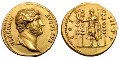 Hadrian. 117-138 AD. Aureus, 7.41g. Rome, c. 129-31 AD. Obv: HADRIANVS - AVGVSTVS Bare-headed bust right, with fold of cloak on front shoulder and wrapped around neck at back. Rx: COS - III P P Bare-h