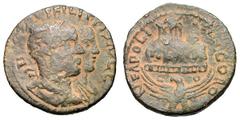Philip I and Philip II. 244-249 AD. AE 27, 13.64g. Samaria, Neapolis, 247-9 AD. Obv: IIMM CC PFILIPPIS AVGG Jugate busts of the two emperors right, laureate, draped, cuirassed. Rx: NEAPOLI - NEOCORO a