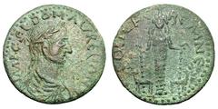 Aurelian. 270-275 AD. AE 30, 11.81g. Pisidia, Cremna. Obv: IMP C S L.DO M AVRELIANO Laureate, draped, cuirassed bust right. Rx: COL IL F - CREMNE Cult statue of the Ephesian Artemis, deer to either si