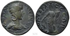 Roman Provincial Coins CILICIA. Colybrassus. Tranquillina (Augusta, 241-244). Ae. Obv: CAB TPANKVΛΛЄINA C. Diademed and draped bust right. Rev: KOΛVBPACCЄΩN. Tyche standing left, holding rudder and co