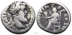 Roman Imperial Coins PERTINAX (193). Denarius. Rome. Obv: IMP CAES P HELV PERTIN AVG. Laureate head right. Rev: OPI DIVIN TR P COS II. Ops seated left on throne, holding grain ears. RIC 8a. Condition: