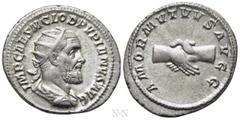 Roman Imperial Coins PUPIENUS (238). Antoninianus. Rome. Obv: IMP CAES M CLOD PVPIENVS AVG. Radiate, draped and cuirassed bust right. Rev: AMOR MVTVVS AVGG. Clasped hands. RIC 9a. Condition: Good very