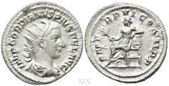Roman Imperial Coins GORDIAN III (238-244). Antoninianus. Rome. Obv: IMP GORDIANVS PIVS FEL AVG. Radiate, draped and cuirassed bust right. Rev: P M TR P VI COS II P P. Apollo seated left, holding bran