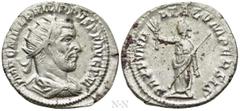 Roman Imperial Coins PHILIP I 'THE ARAB' (244-249). Antoninianus. Antioch. Obv: IMP C M IVL PHILIPPVS P F AVG P M. Radiate, draped and cuirassed bust right. Rev: PAX FVNDATA CVM PERSIS. Pax standing l