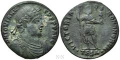 Roman Imperial Coins JOVIAN (363-364). Ae. Thessalonica. Obv: D N IOVIANVS P F P P AVG. Diademed, draped and cuirassed bust right. Rev: VICTORIA ROMANORVM / •TESΔ•. Jovian standing facing, head right,