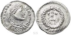 Roman Imperial Coins VALENTINIAN I (364-375). Siliqua. Contemporary imitation of Antioch(?). Obv: Blundered legend. Pearl-diademed, draped and cuirassed bust right. Rev: VOT / X / MVLT / XX / [...]. L
