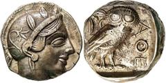 GRIECHISCHE MÜNZEN GRIECHISCHE MÜNZEN, GRIECHISCHES MUTTERLAND, ATTIKA, ATHEN. Tetradrachme. 479-404. Behelmter Athenakopf r. Rs: Eule r., dahinter Olivenzweig und Mondsichel. SNG COP. 32 ff. Svoronos