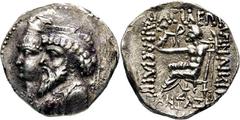GRIECHISCHE MÜNZEN, ASIEN, ELYMAIS KAMNASKIRES III. U. ANZAZE. 82-72, Seleucia am Hedyphon.Tetradrachme. Drapierte Büsten des Herrscherpaares nach l. gestaffelt. Der König trägt ein Diadem, die Königi