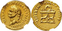 RÖMISCHE MÜNZEN, RÖMISCHES KAISERREICH TITUS. 79-81, Aureus. IMP TITVS CAES VESPASIAN AVG P M Belorbeerter Kopf l. Rs: TR P IX IMP XV COS VIII P P Kranz auf Sella curulis. C. -. R.I.C. 107. Calico 786