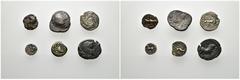 LOTS Keltische Silber- und Bronzemünzen:Billonstater der Coriosolites, Quinar der Sequani und Tetradrachme vom Typ Kapostal. Dazu eine AE-24 mm aus Castulo, eine Potin-18 mm der Leuci und eine AE-16 m
