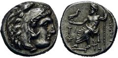 GRIECHISCHE MÜNZEN GRIECHISCHE MÜNZEN, GRIECHISCHES MUTTERLAND, KÖNIGREICH MAKEDONIEN PHILIPPOS III. ARRHIDAIOS 323-317, Lydien, Sardeis.Drachme. Herakleskopf mit Löwenfell r. Rs: Zeus thront l. mit A