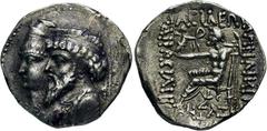 GRIECHISCHE MÜNZEN GRIECHISCHE MÜNZEN, ASIEN, ELYMAIS KAMNASKIRES III. U. ANZAZE. 82-72, Seleucia am Hedyphon.Tetradrachme. Drapierte Büsten des Herrscherpaares nach l. gestaffelt. Der König trägt ein