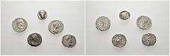 LOTS LOTS Römische Denare:Lucilla, Clodius Albinus, Caracalla und Julia Soaemias. Dazu ein Triobol des Phokischen Bundes. Zusammen 5 Exemplare. Im Ø vz-ss Aus alter bayerischer Sammlung.