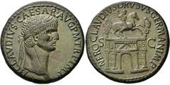 RÖMISCHE MÜNZEN RÖMISCHE MÜNZEN, RÖMISCHES KAISERREICH CLAUDIUS. 41-54, Sesterz. TI CLAVDIVS CAESAR AVG P M TR P IMP Belorbeerter Kopf r. Rs: NERO CLAVDIVS DRVSVS GERMAN IMP S C Triumphbogen mit Reite
