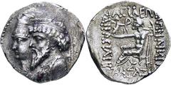 GRIECHISCHE MÜNZEN, ASIEN, ELYMAIS KAMNASKIRES III. U. ANZAZE. 82-72, Seleucia am Hedyphon.Tetradrachme. Drapierte Büsten des Herrscherpaares nach l. gestaffelt. Der König trägt ein Diadem, die Königi